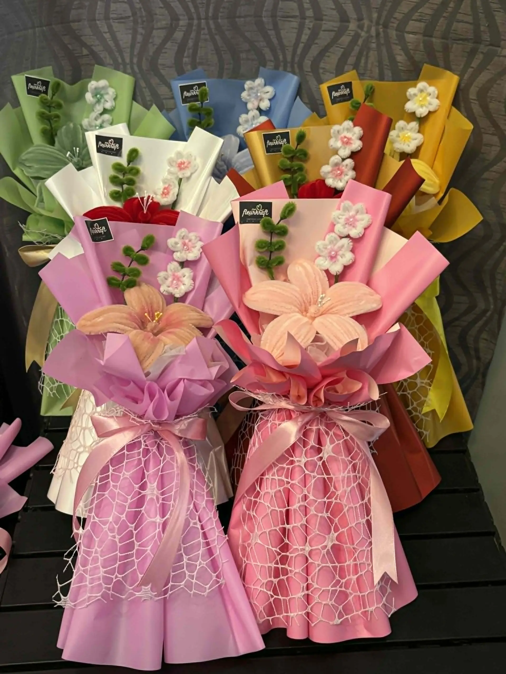 FleurKraft single-stem fuzzy wire bouquet collection â€” multiple colors, Minglanilla Cebu