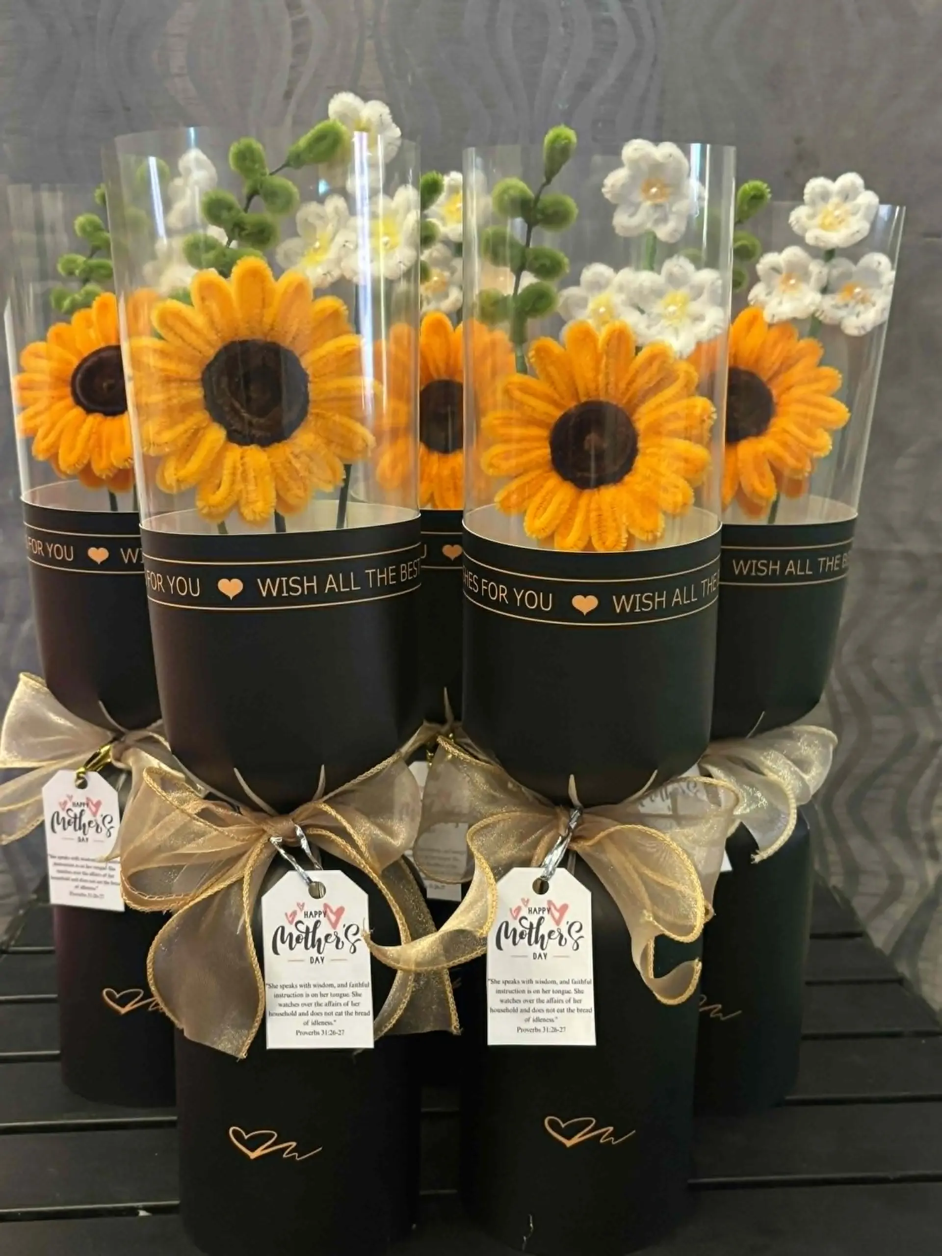 FleurKraft Mother's Day sunflower fuzzy wire bouquet in cylinder â€” Cebu
