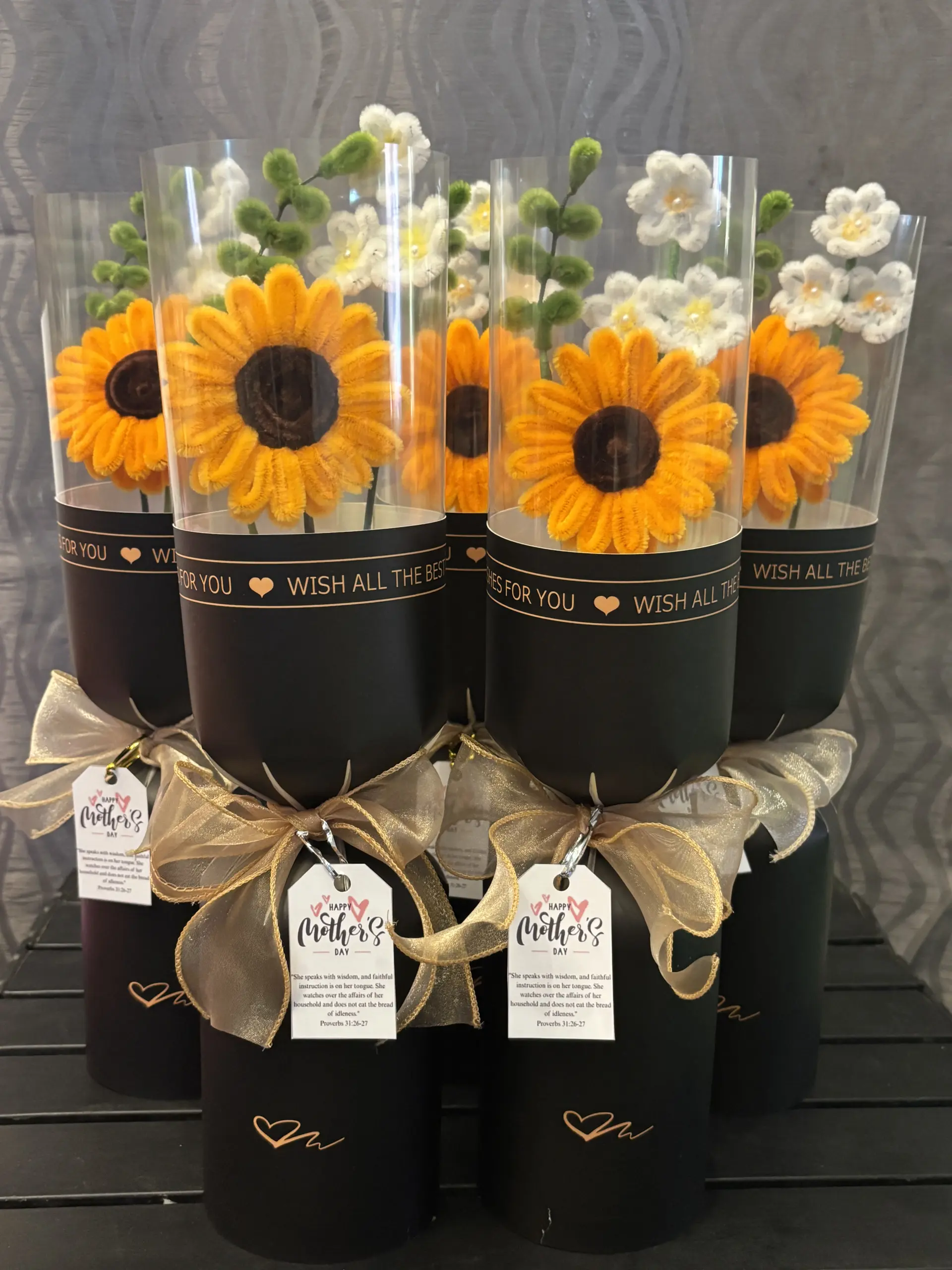 FleurKraft black cylinder sunflower bouquet set — premium graduation and event gift delivered to Mandaue City