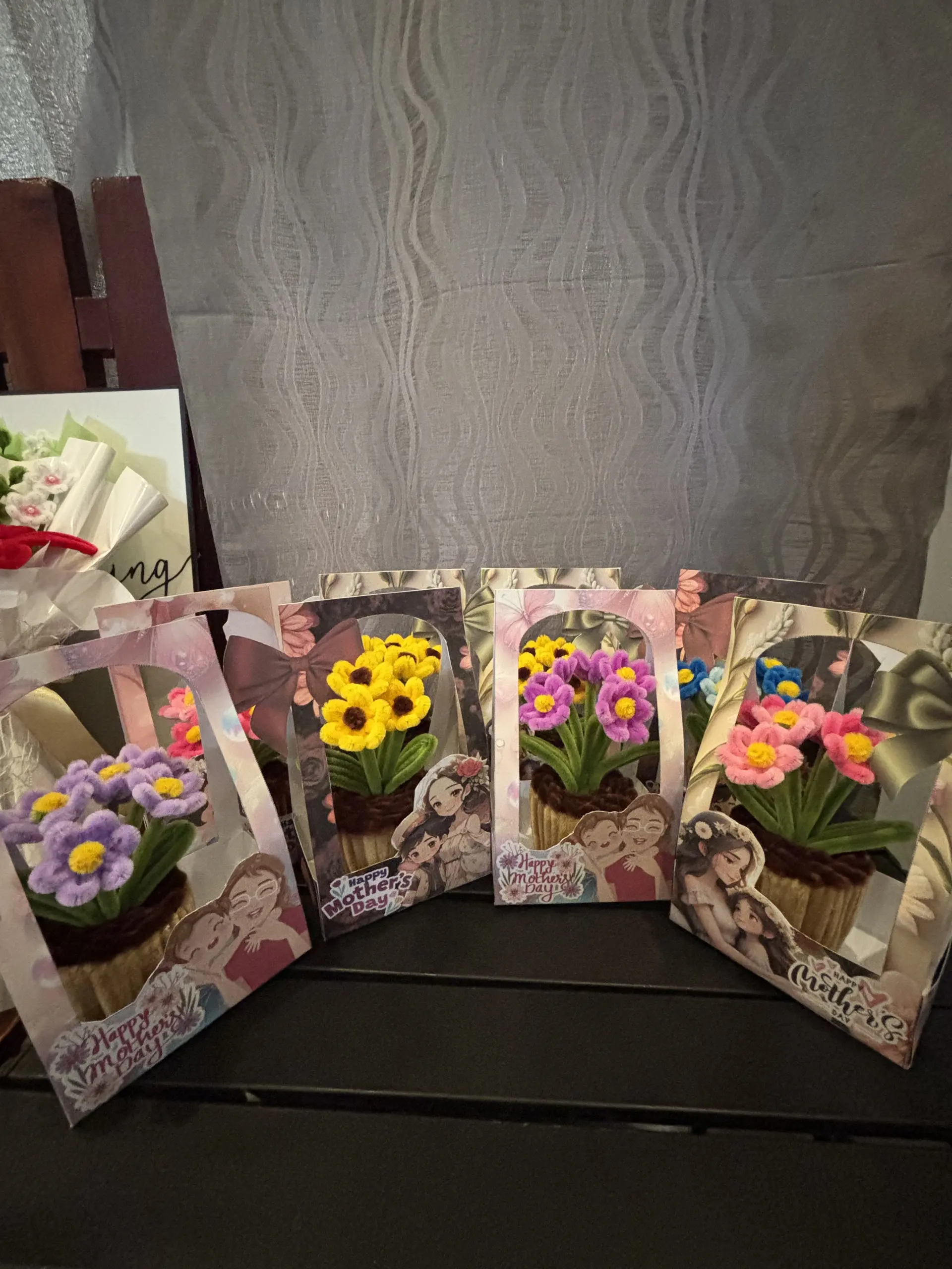 All color variants of FleurKraft mini pot flowers lined up